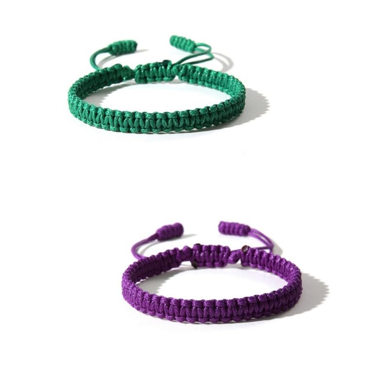 2PCS Boho Surfer Bracelets for Women Men Handmade Colorful Braided String C – 02