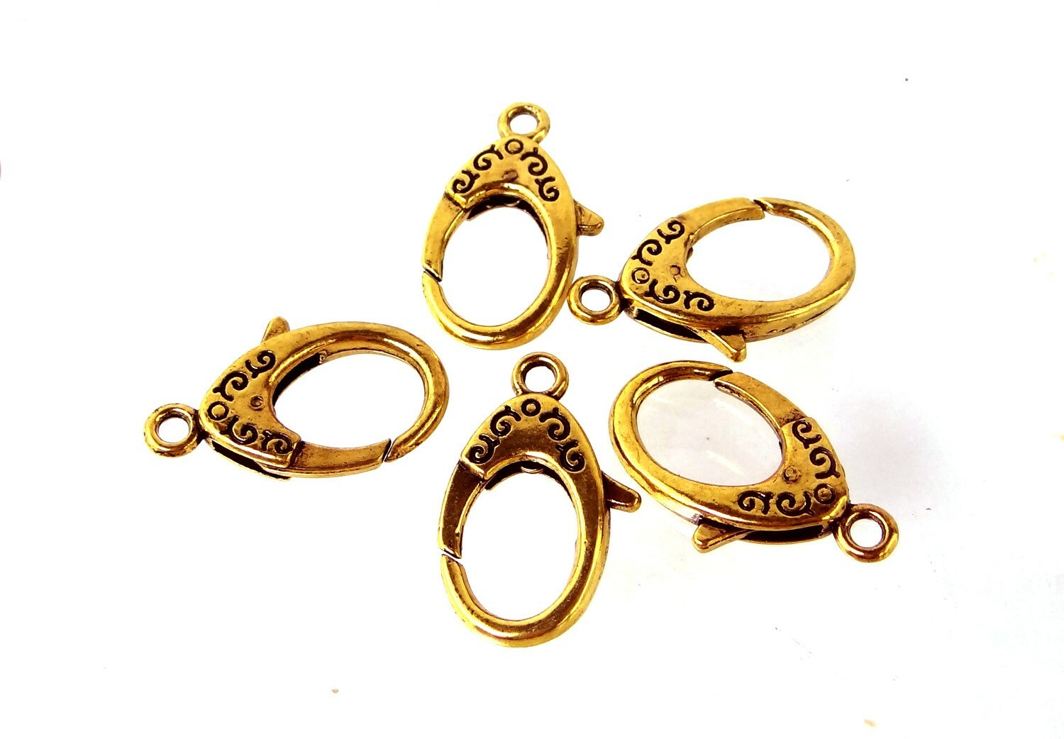 4 X-Large Antique Gold Pewter Lobster Claw Clasps 30x18mm