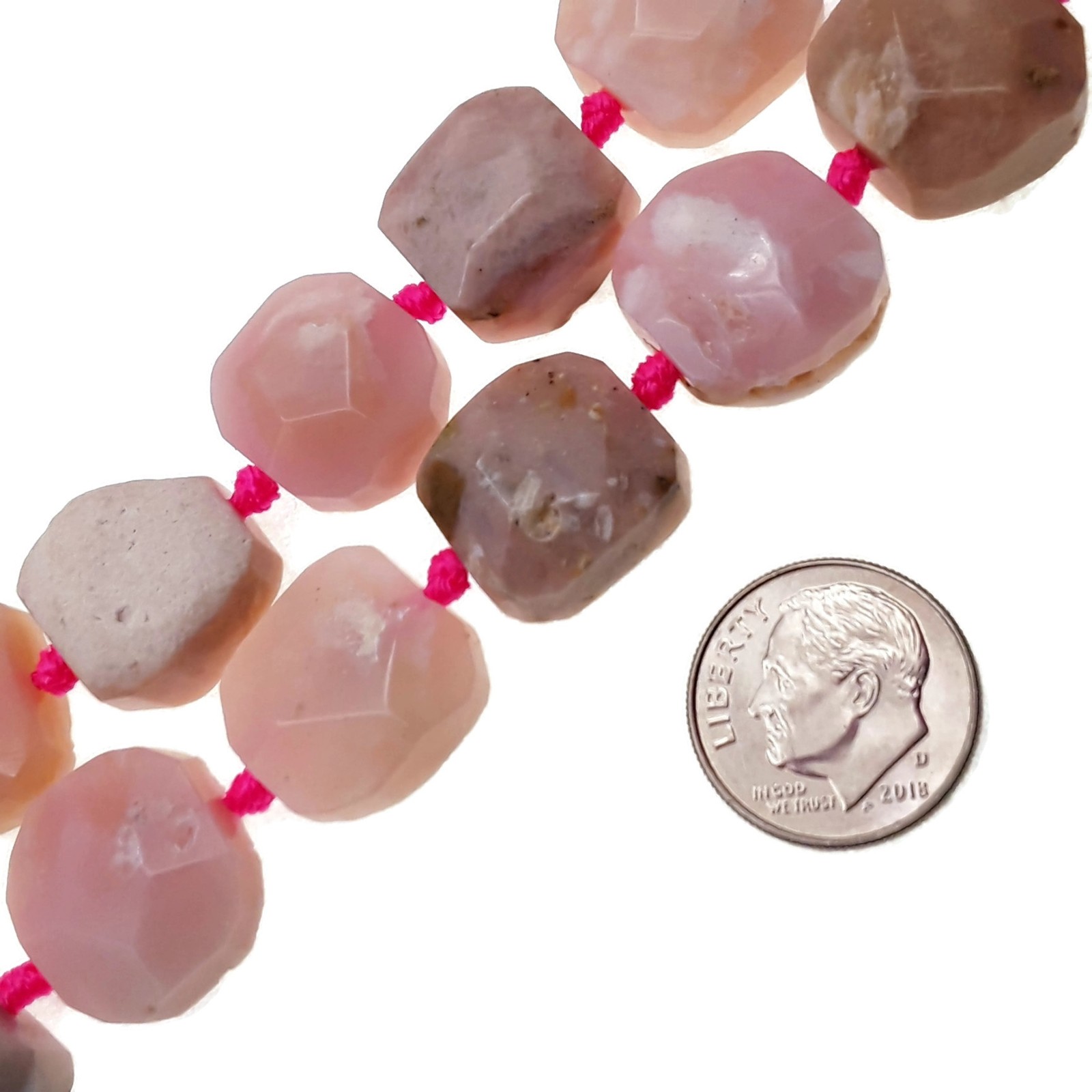 Pink Opal Faceted Octagon Flat Square Beads Approx 15x15mm 15.5″ Strand