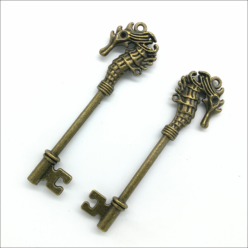 Lot 10pcs seahorse key Antique Silver Bronze Charms Pendants Jewelry Making DIY