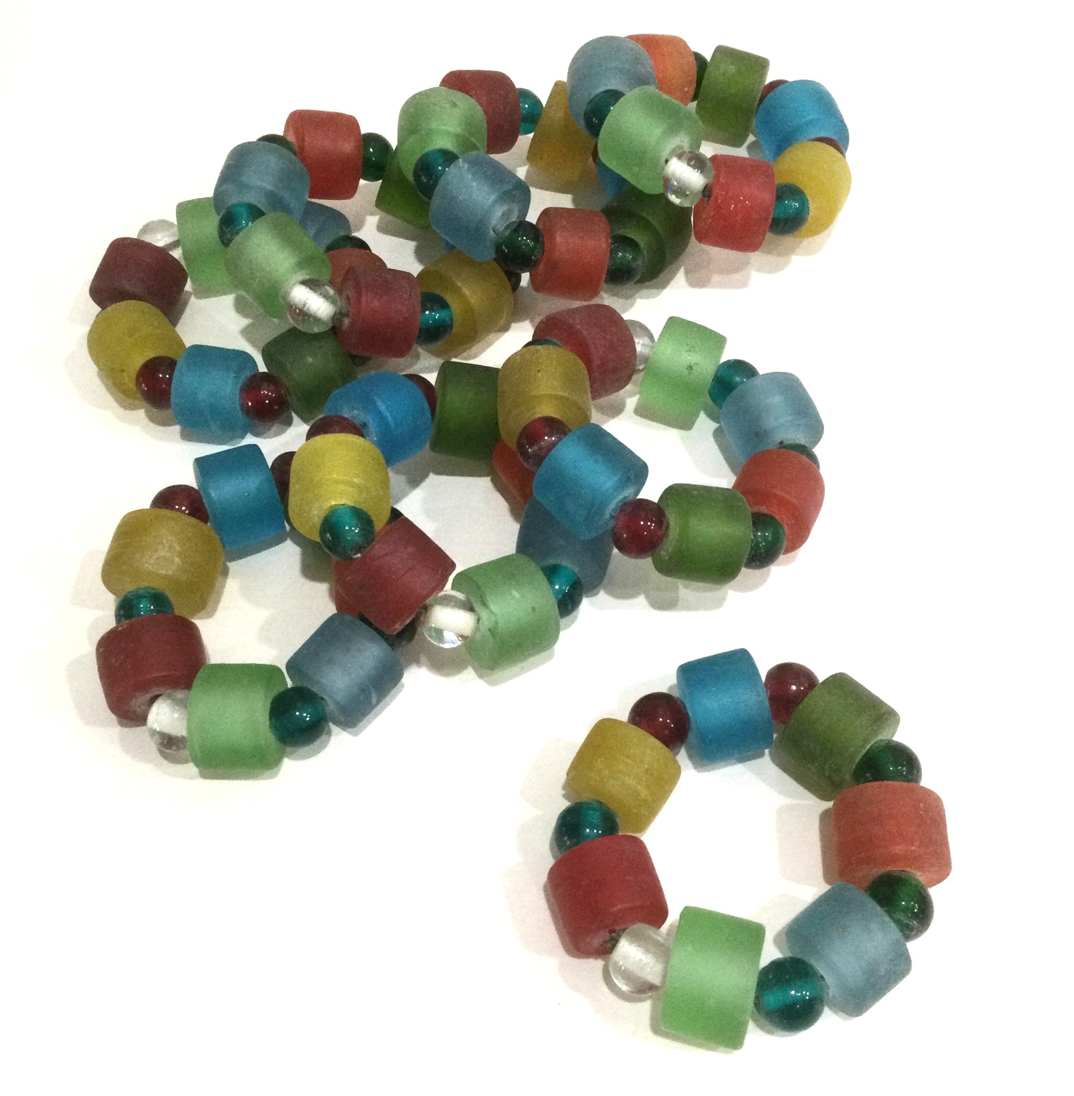 8 Glass Bead Napkin Rings, Multicolor Translucent Satin & Glossy Beads, Jewelry