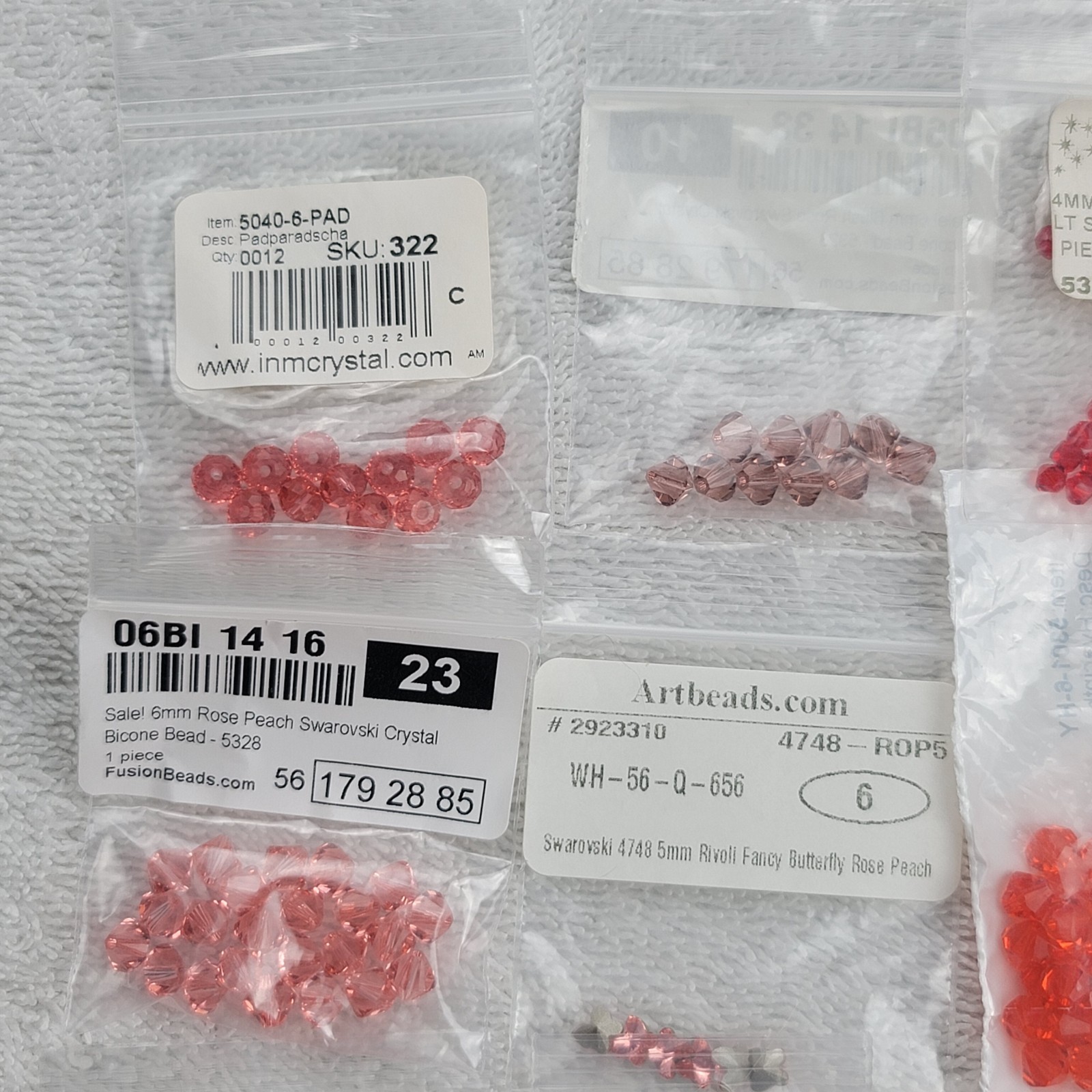 Swarovski Crystal Bead Pendant Lot Pink Red Peach Burgundy Mixed Qty