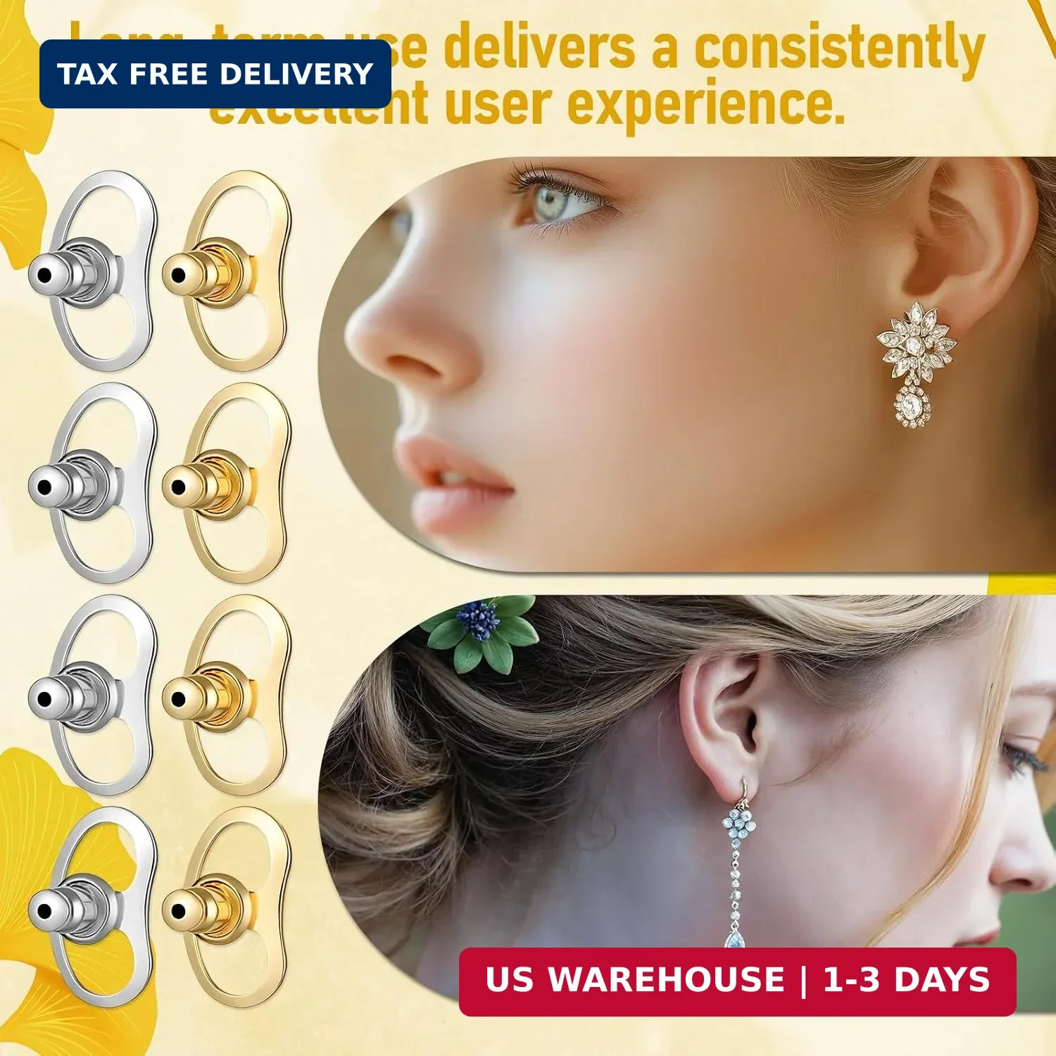 8PCS Earring Lifters Backs for Droopy Ears, Large Earring Backs Replacements …