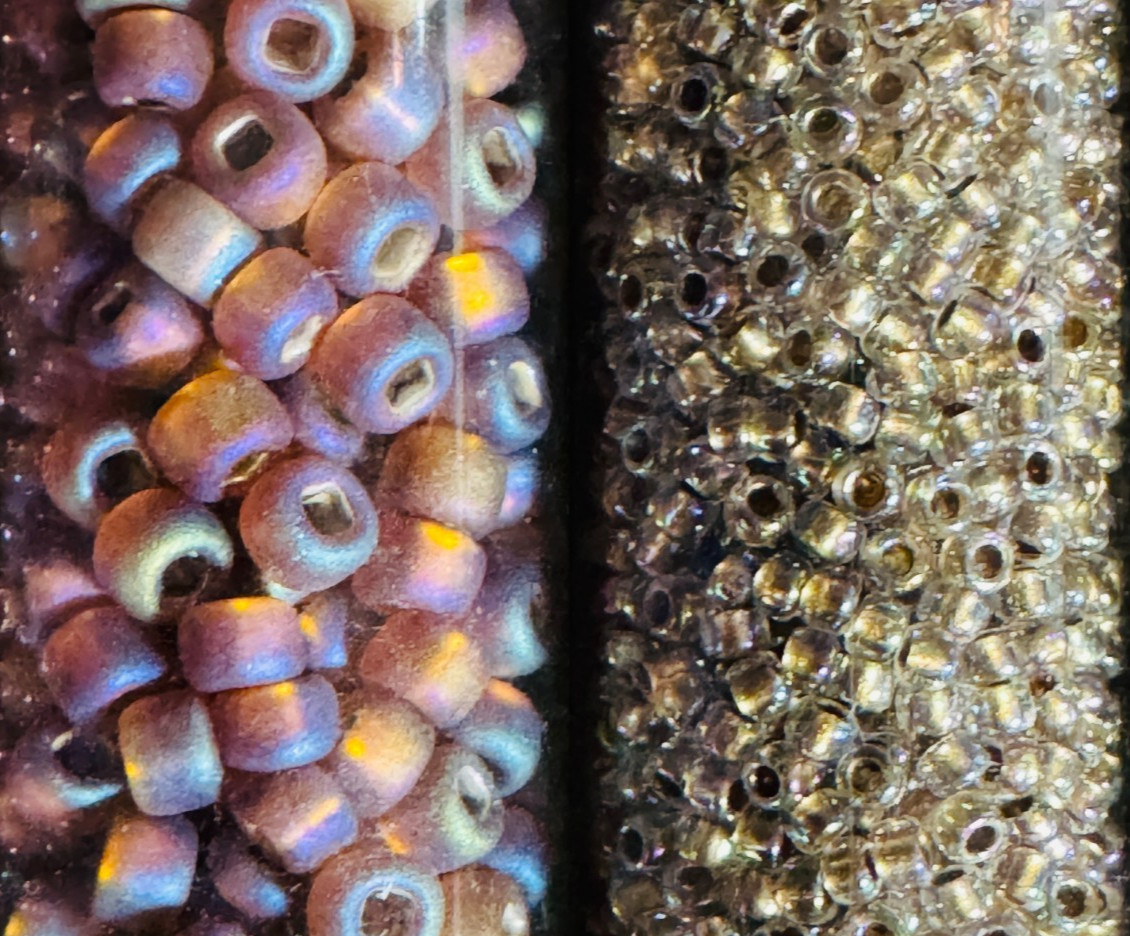 Glass Seed Bead Lot 30 Tubes – Rose Gold Sunset Mix Different Sizes NOS