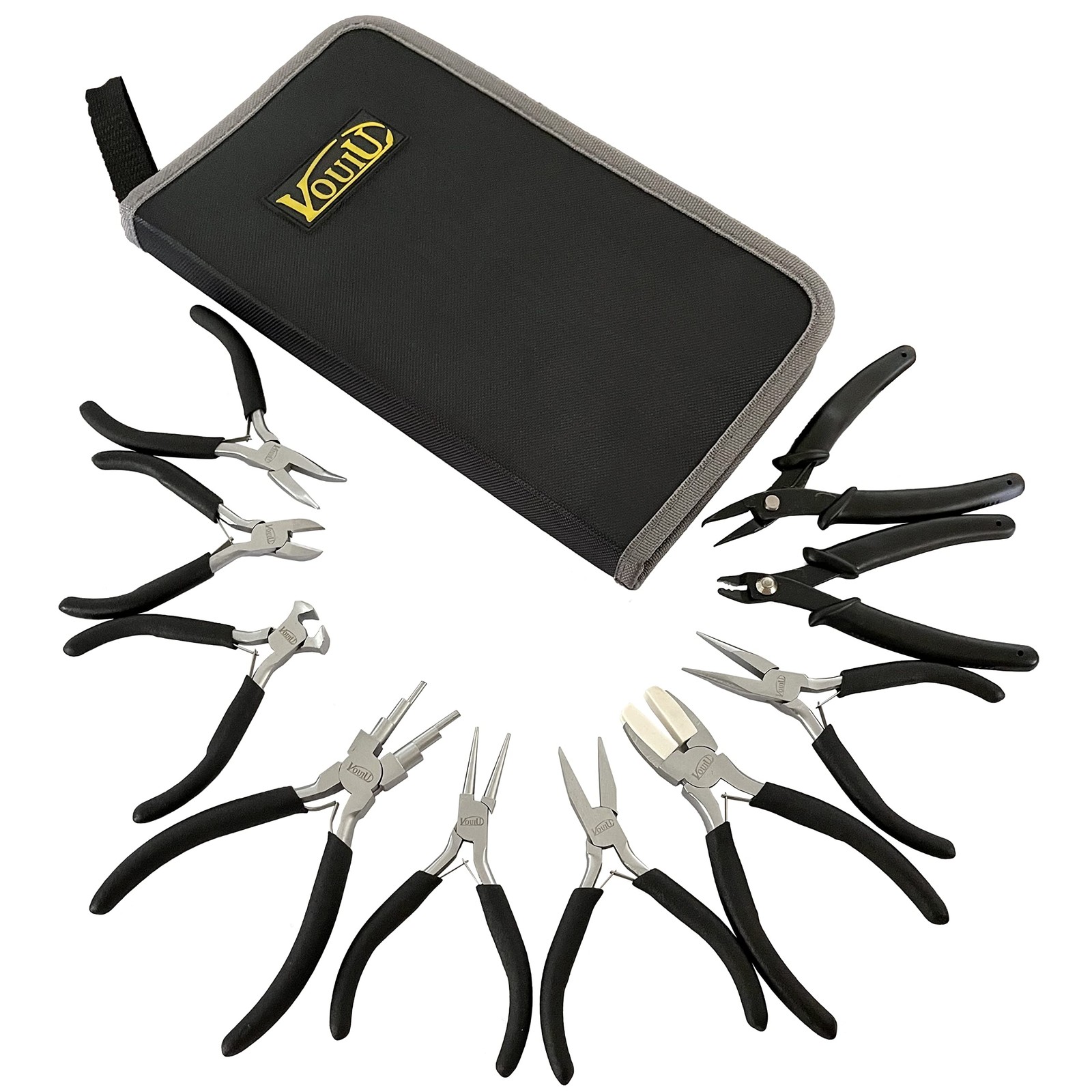 vouiu 10-Piece Jewelry Pliers Set Making Tools Black