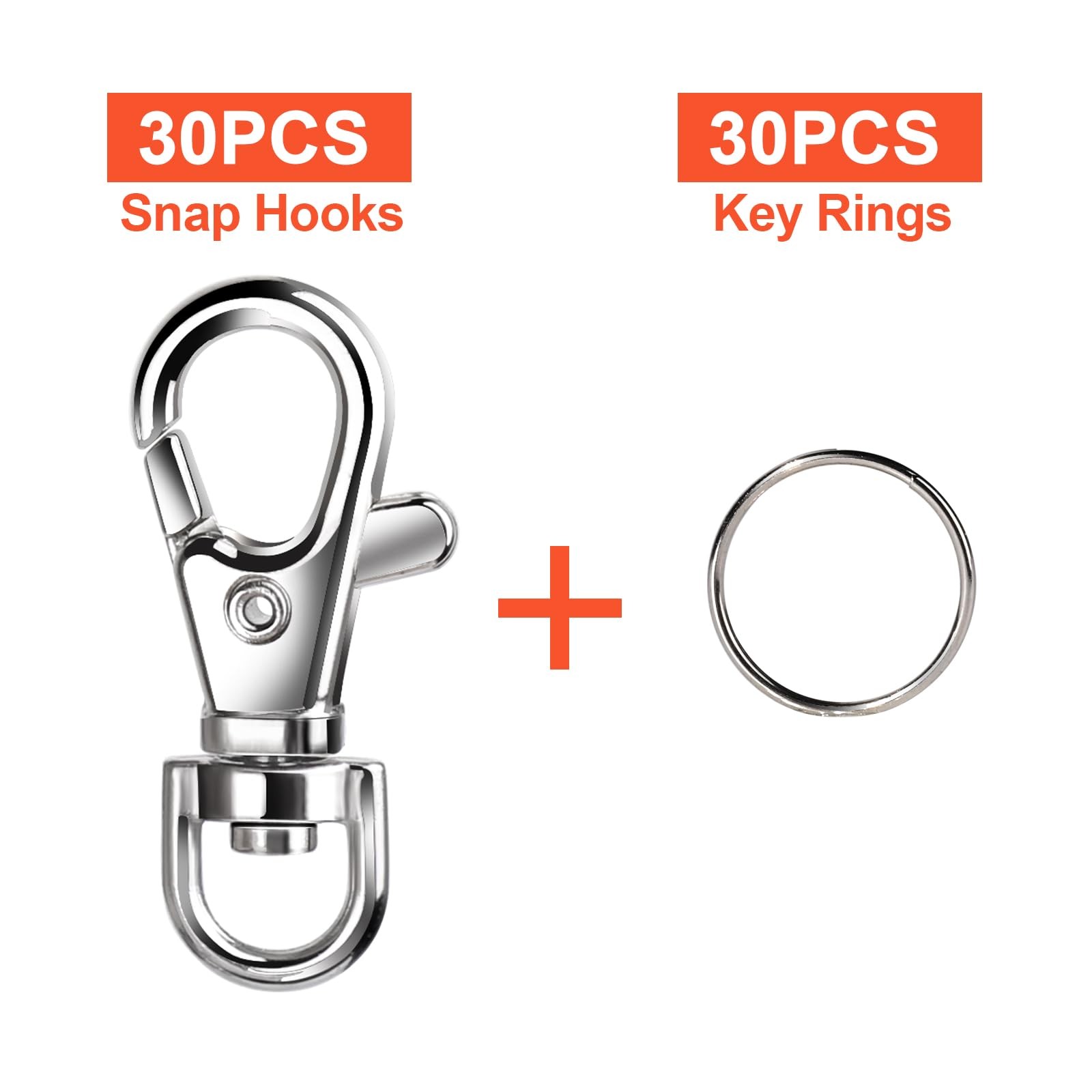 Leobro 60Pcs Lobster Claw Clasps And Key Rings 30Pcs Keychains Clips And 30Pcs