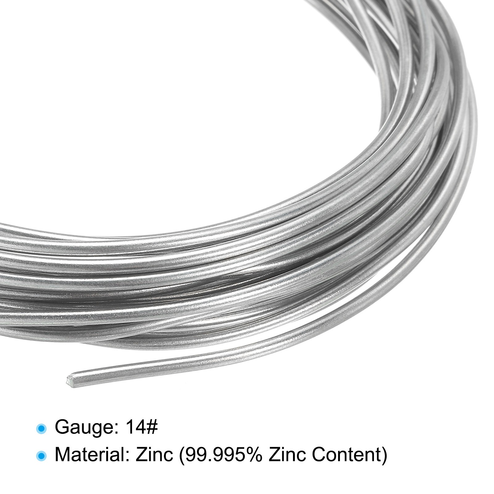 Zinc Wire – 14 Gauge Pure Zinc Wire 2mm Soft Beading Wire Lab Scientific 16.4Ft