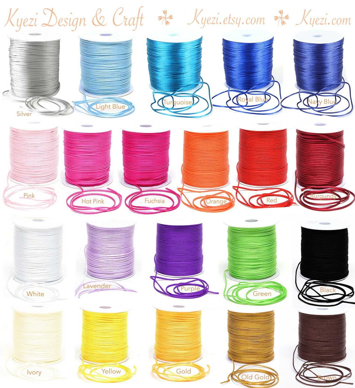 1mm Satin Rattail Cord Shamballa Macrame Kumihimo String 5/10/25/50/100 Yards