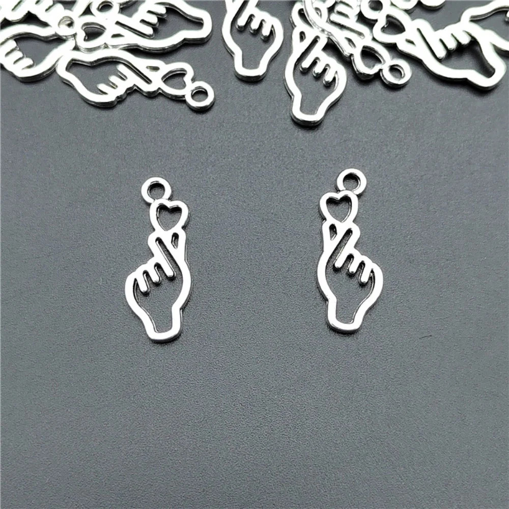 10-100Pcs Finger Heart Diy Jewelry Charms Beads Borahae I Purple You Necklace De