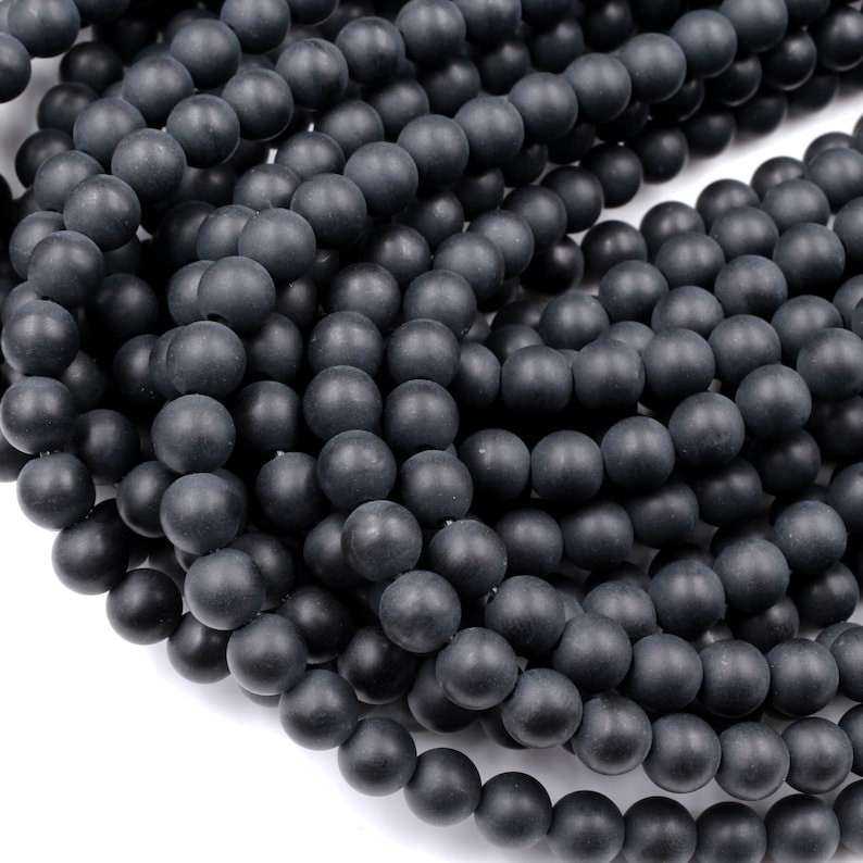 Matte Black Onyx Round Beads 6mm 8mm 10mm 12mm