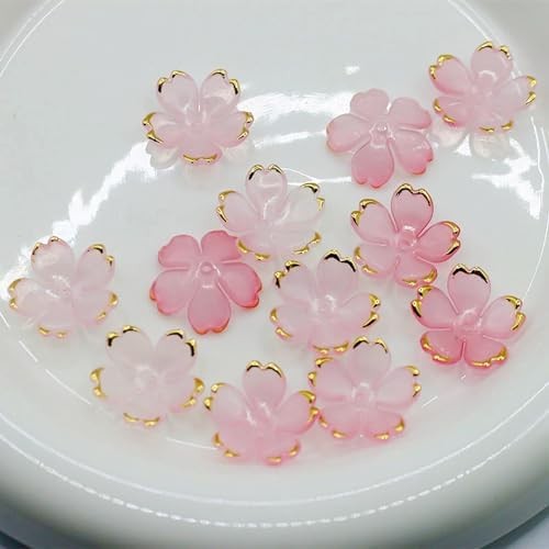 50Pcs Cherry Blossom Acrylic Flower Beads, Mini Floral Spacer Beads for Jewelry