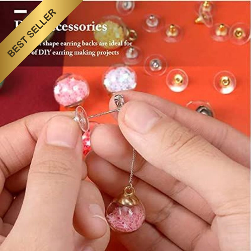 100Pcs Earring Backs Lifters Bullet Clutch for Heavy Droopy Ears Gold Silver