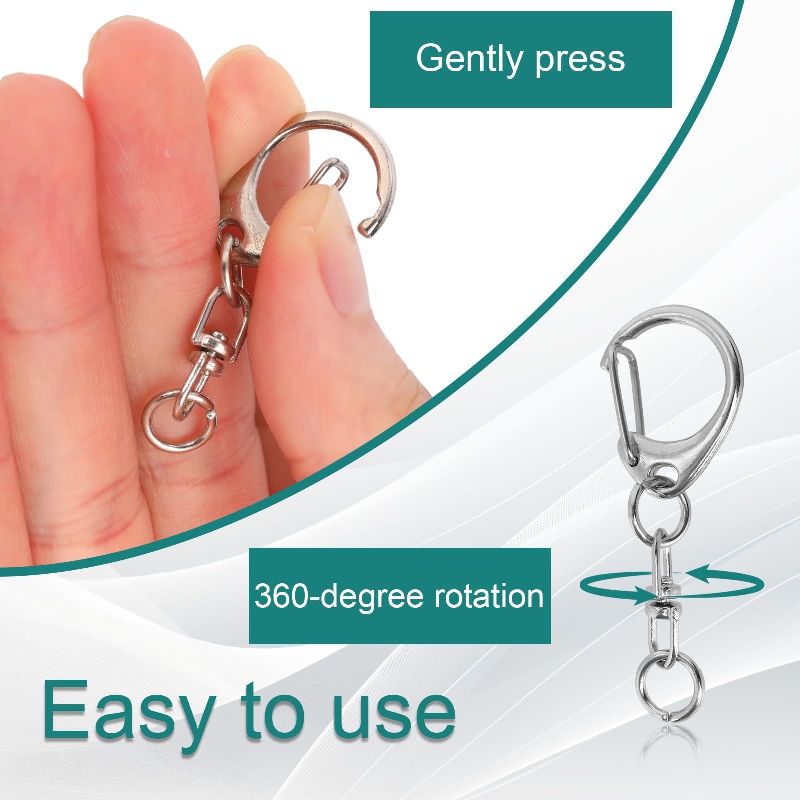 25pcs Lobster Claw Clasps for Crafts, Zinc Alloy Swivel silver