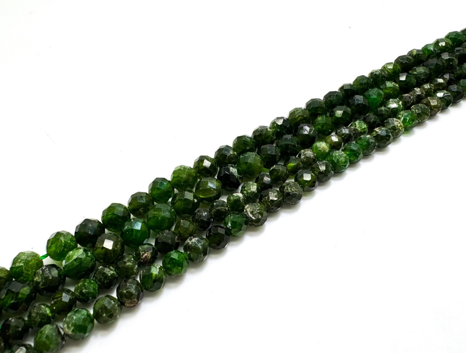 Natural Chrome Diopside Faceted Round Beads Deep Green Gemstone RNF78
