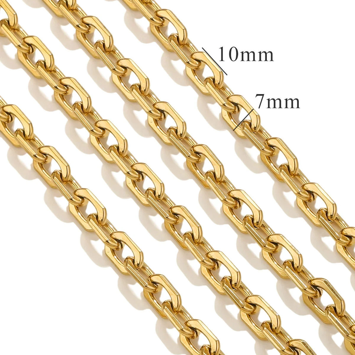 1Foot No Tarnish Stainless Steel 18K PVD Gold Plated Chunky Chain 7mm SSF125