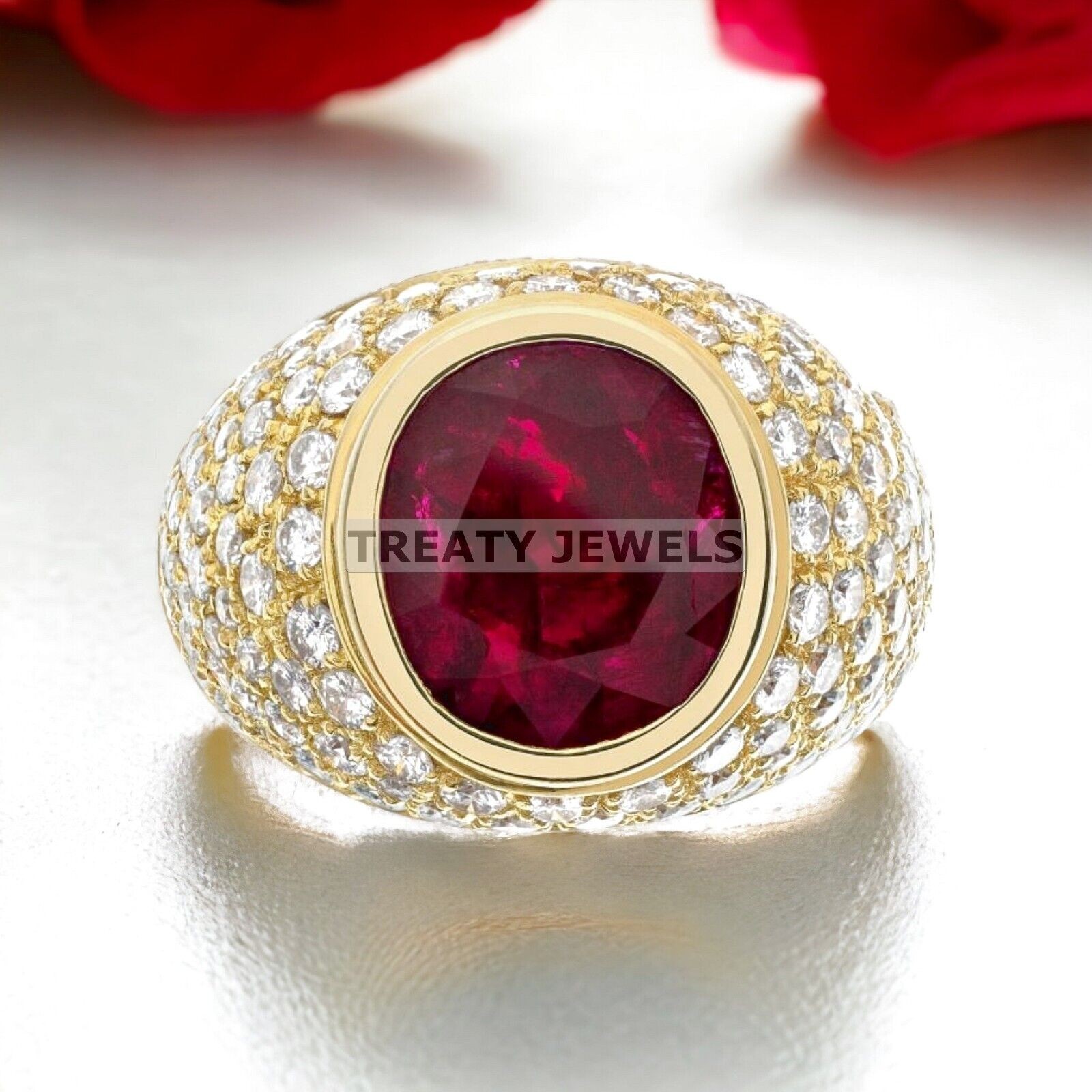 Garnet Oval Cut With 14k Yellow Gold Ring For Men’s #684 #