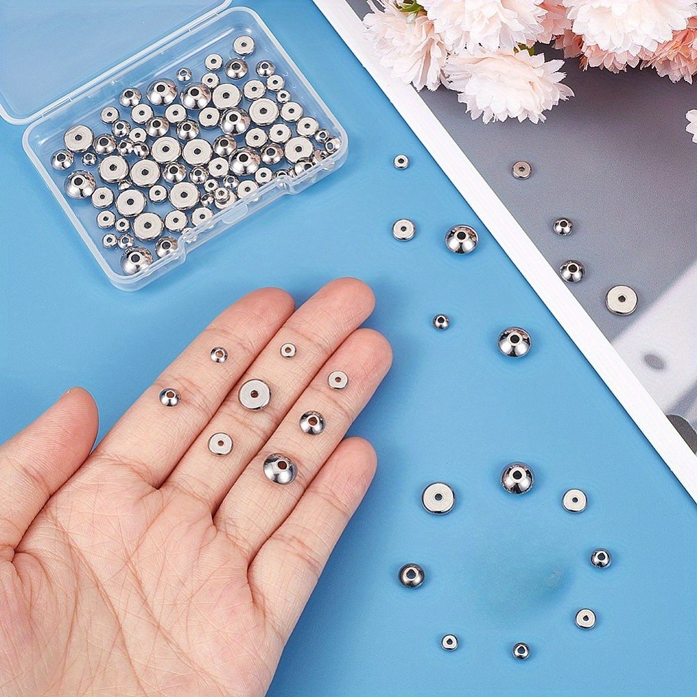 1box 160pcs 8 style 201 & 304 Stainless Steel Spacer Beads Flat Round