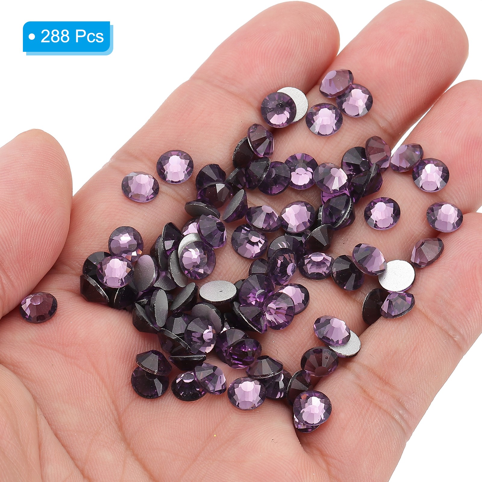 SS30/288Pcs Glass Diamante Rhinestone, Man Made Gems, Lotus Purple