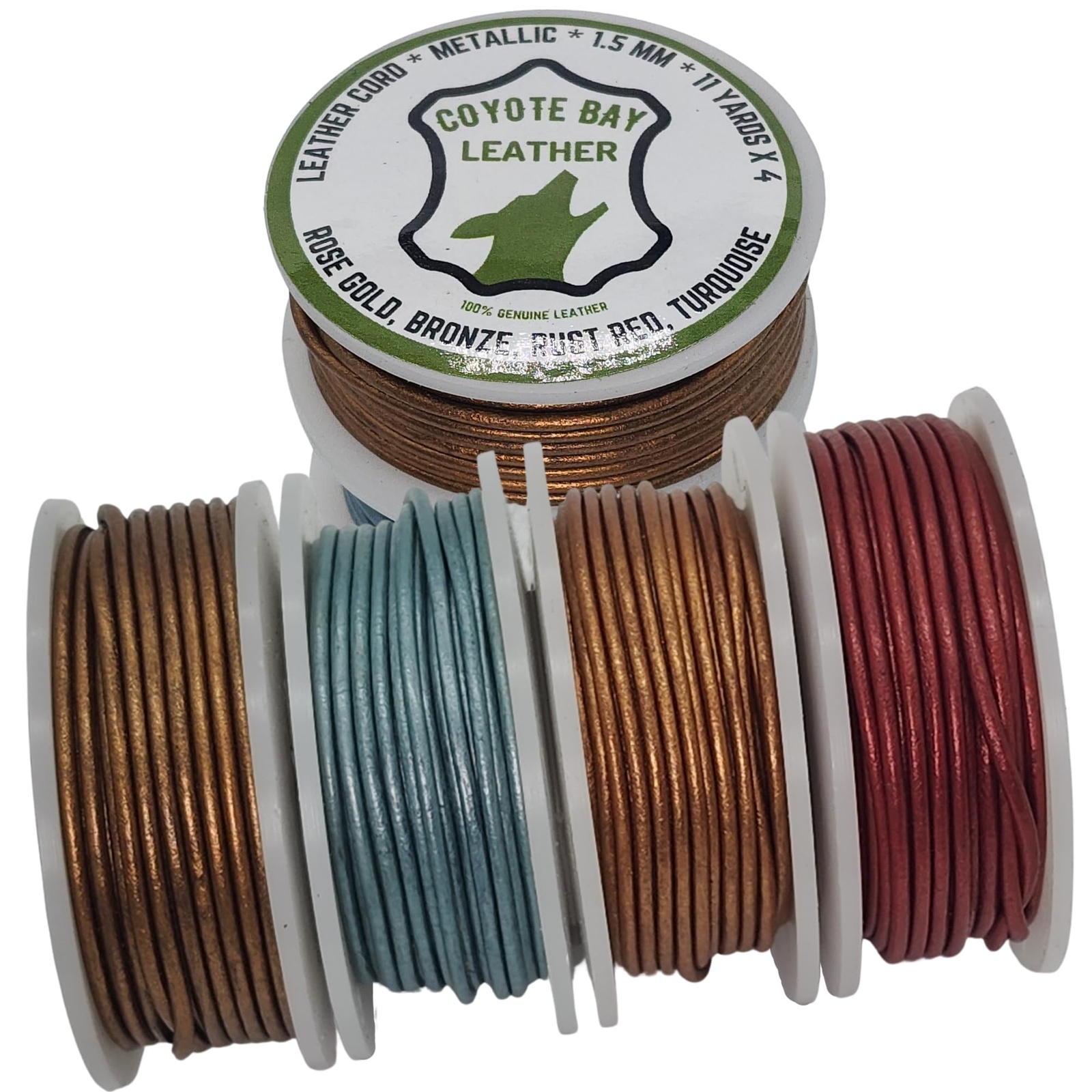 Genuine Leather Cord In 4 Metallic Colors 11 Yards Each For Jewelry Making Craft