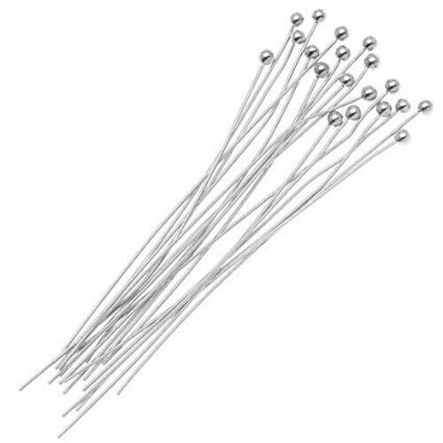 100 Shinny Sterling Silver .925 Ball Head Pins 26Gauge-3 inches long