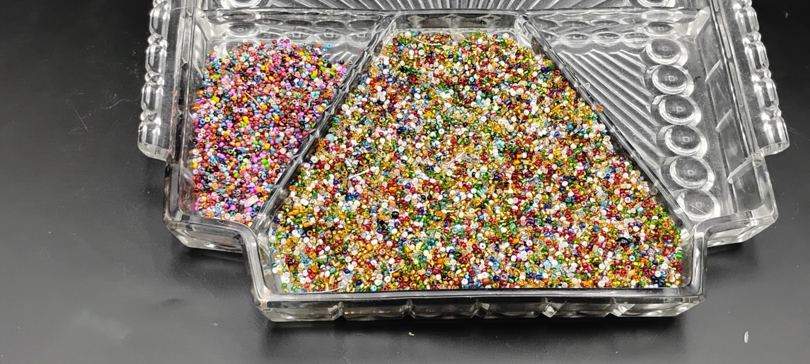 Vtg Multicolor Glass Seed Beads LOTS OF COLORS, 2 Bags TTL 7.8 Oz FREE SHIPPING