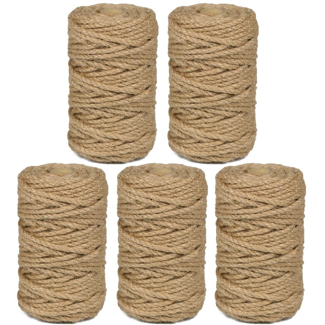 5Pack 5mm Natural Jute Twine Rope 525 Feet Twisted Heavy Duty Thick Twine for…