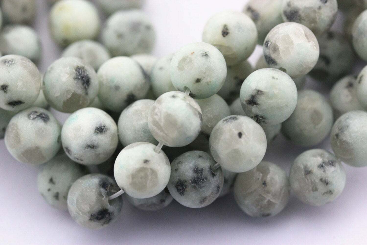 Sesame Kiwi Jasper Matte Round Beads 4mm 6mm 8mm 10mm 12mm 15.5″ Strand
