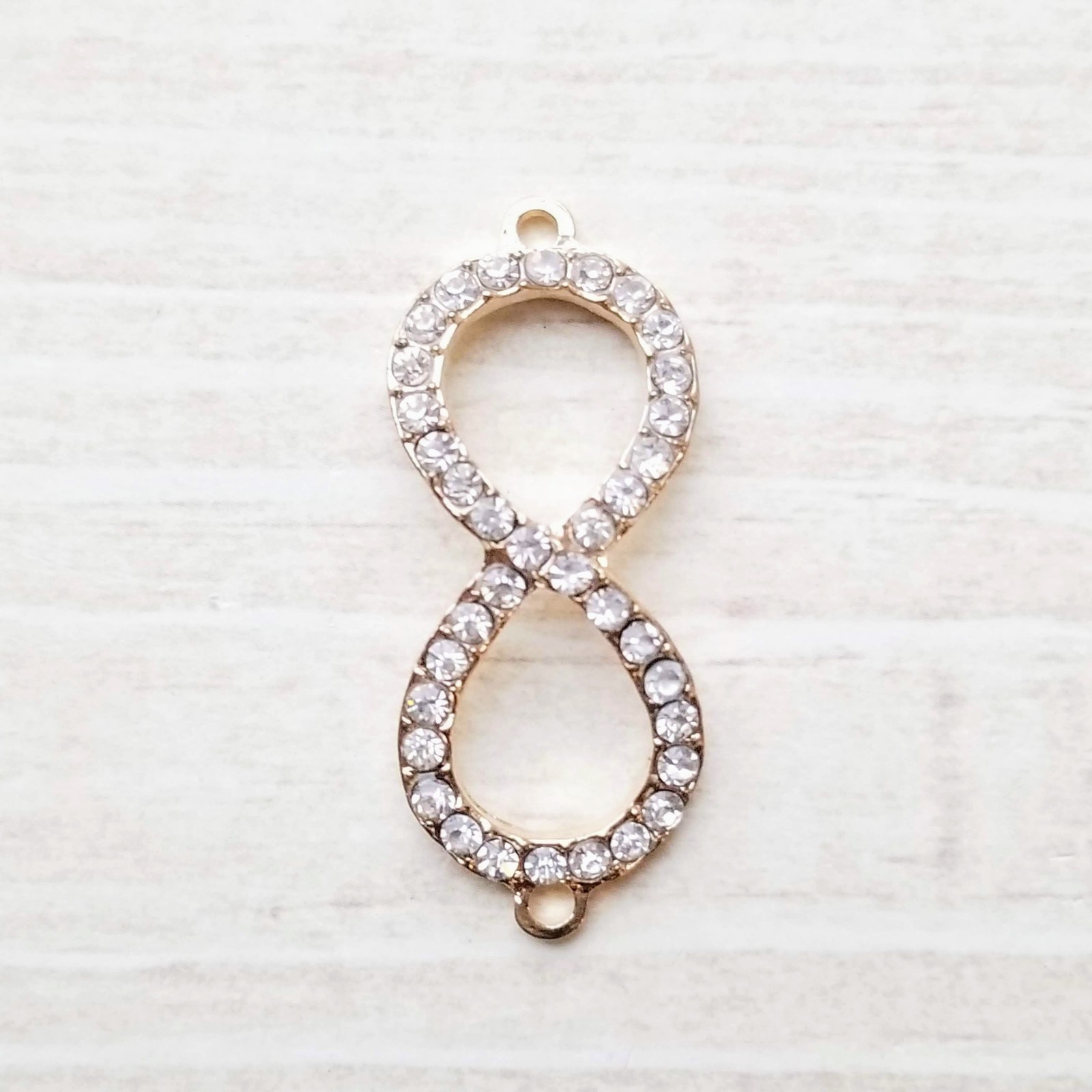Infinity Figure 8 Bow Rhinestone Connector Clear Sideways DIY Jewelry Making
