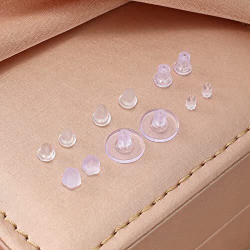 6 Styles Silicone Earring Backs for Studs, 600 Pcs Clear Soft 6 styles-A