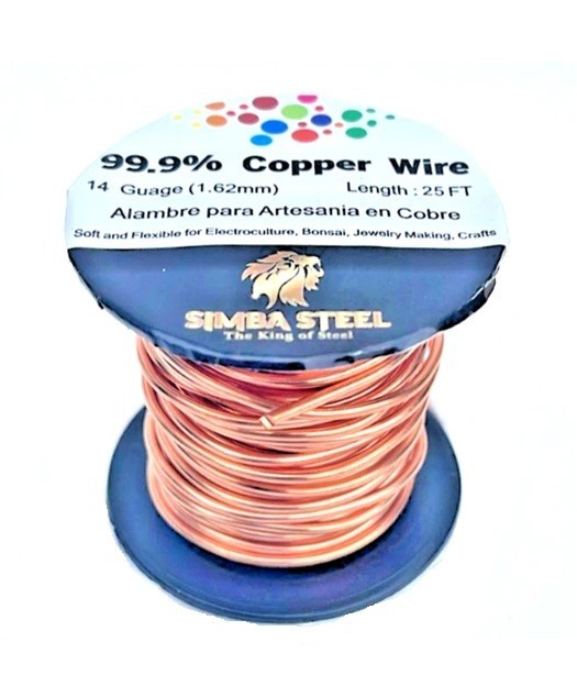 99.9% Pure Copper Wire 14 gauge x 25 FT (1.62mm x 7.6m) Jewelry, DIY, Craft