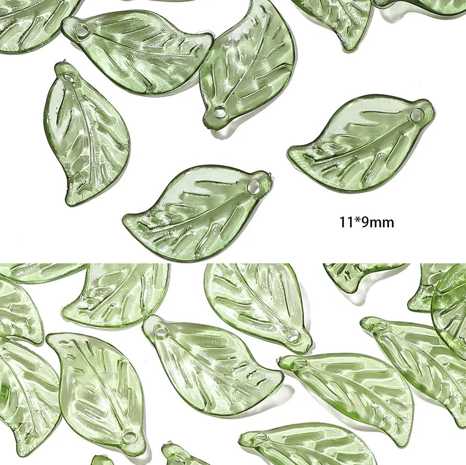 100pcs Acrylic Mini Tree Leaf Beads DIY Jewelry Making Necklace Earrings – NEW