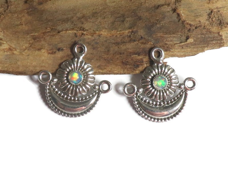handmade jewelry making Natural opal supply sterling silver fire opal connector