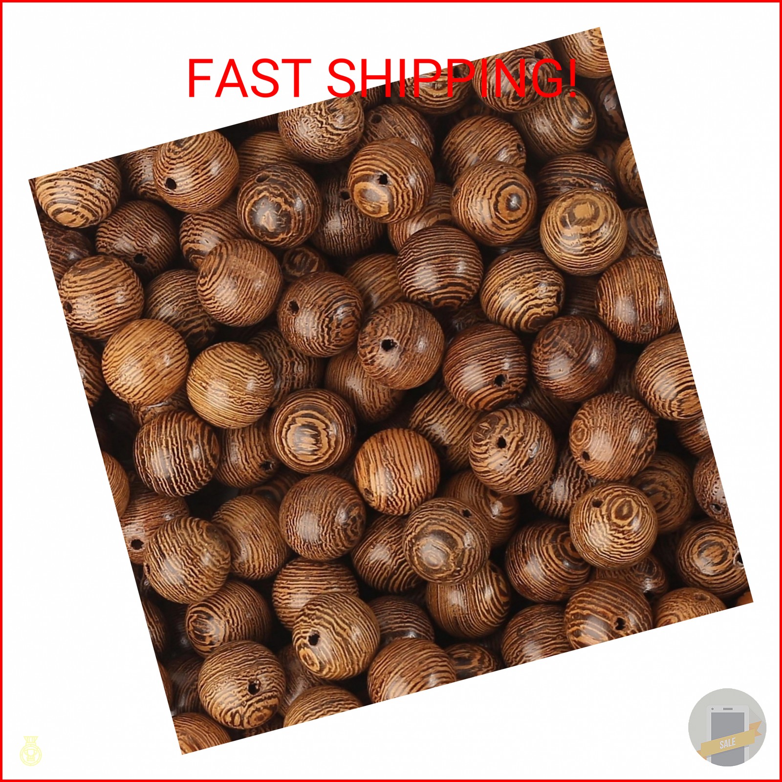 DAHI 150PCS 12mm Dark Brown Wooden Beads Undyed Natural Stripe Round Wood Beads