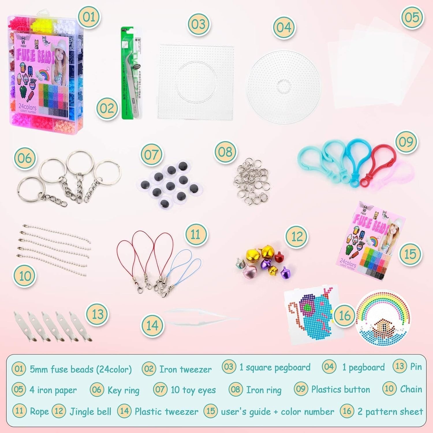 Fuse Bead Set for Kids, Crafting Melting Beads