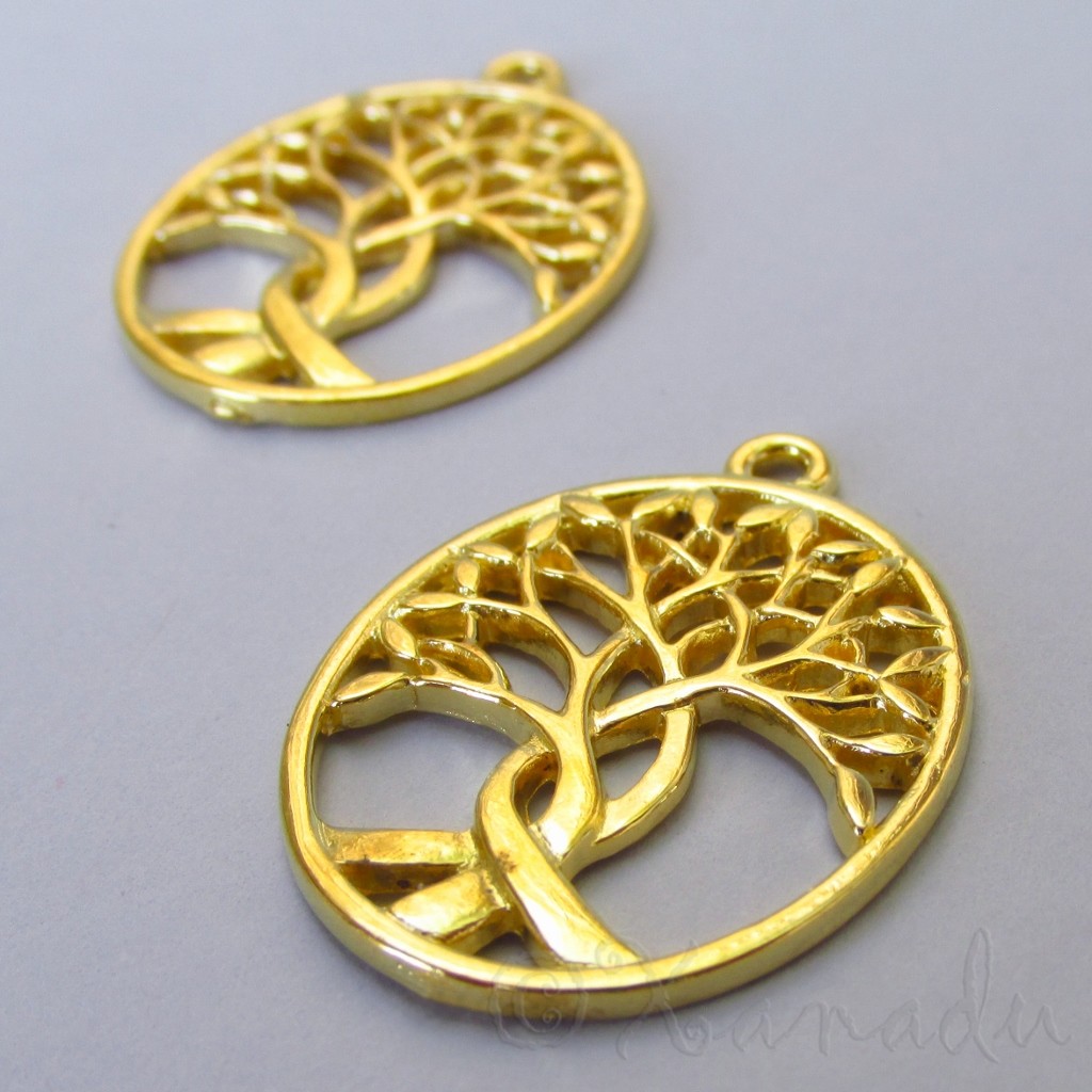 Tree Of Life Charms 31mm Gold Plated Tree Pendants C2599 – 2, 5 Or 10PCs