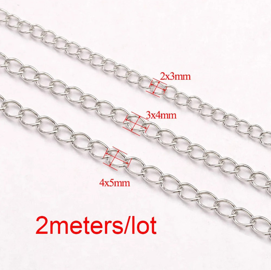 2m Stainless Steel Gold Extension Chain DIY Necklace Bracelet Making