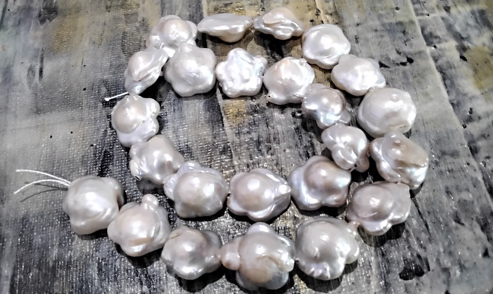 Nat Keshi Pearl, Flower Shape, 14-19×15-17×7-8mm, Approx 24 Pce, Free Post OZ