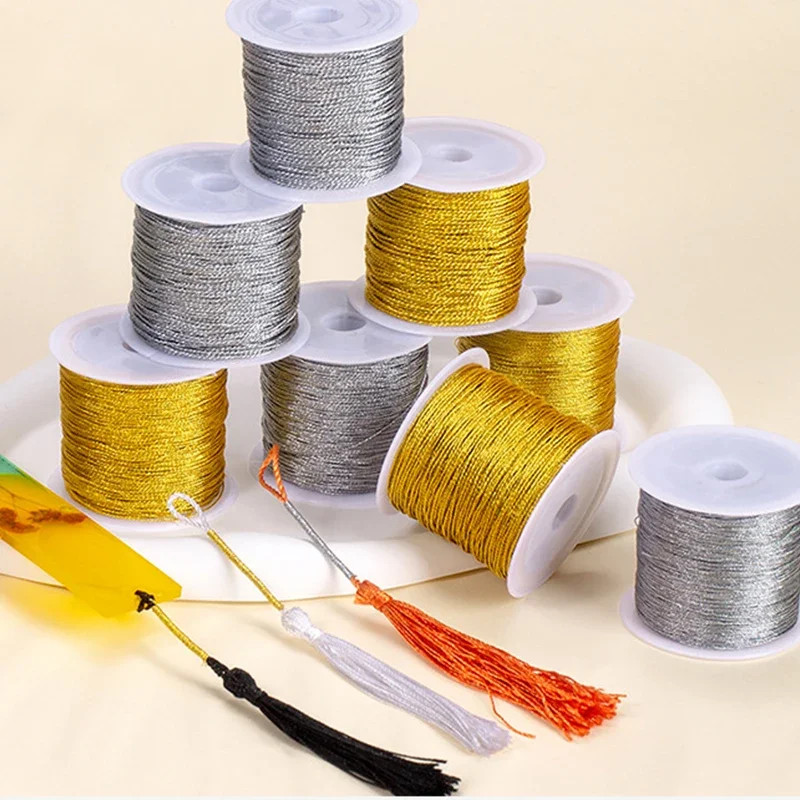 0.2-1MM Metallic Ornament String Silver Gold Color Cord Jewelry Thread for Chris
