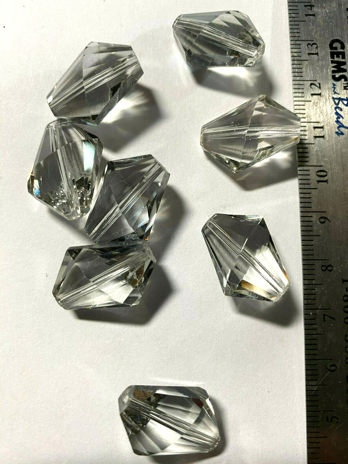 Vintage Faceted Glass Crystal Nugget Beads 16mm, 20mm 26mm 28mm