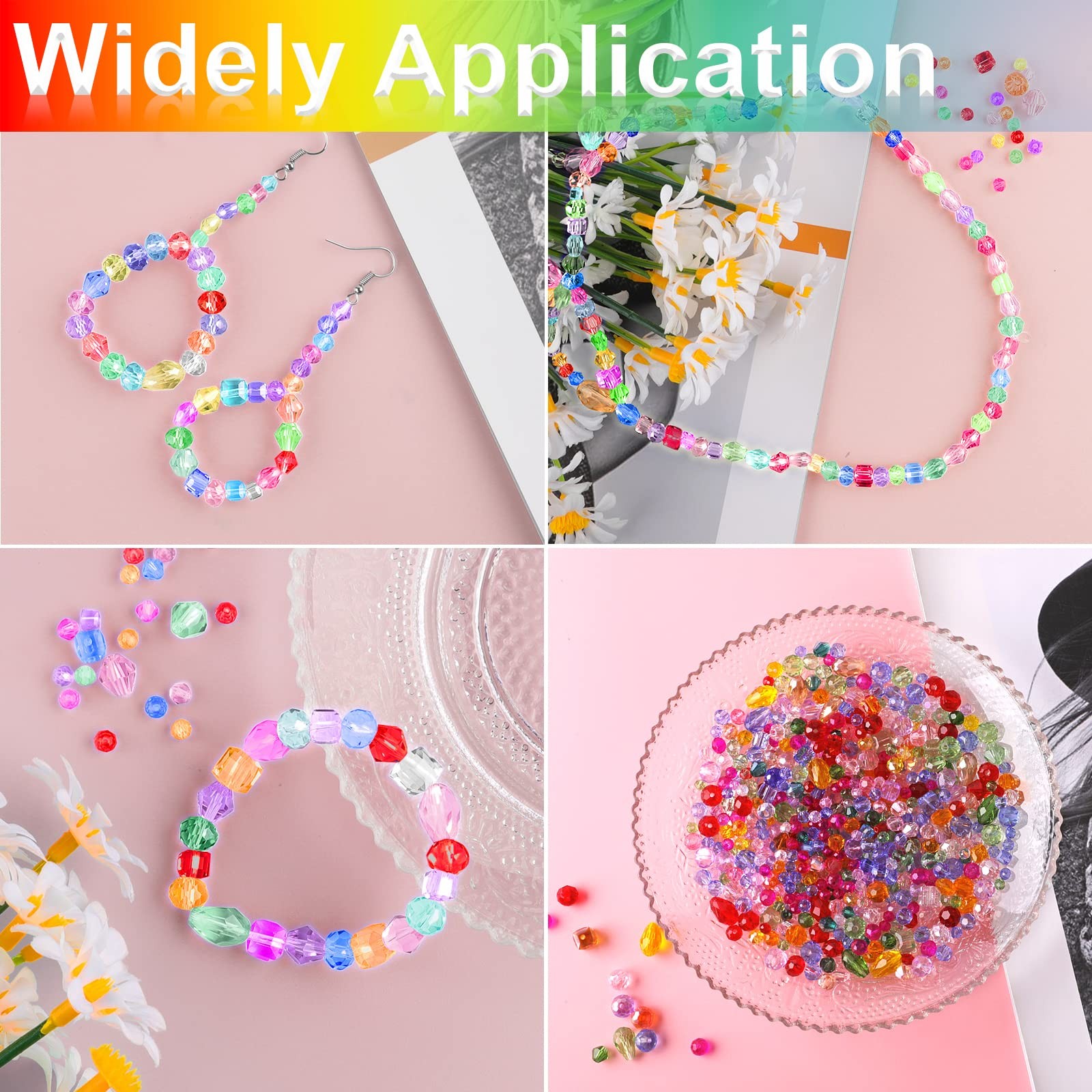 Crystal Beads, 600 Pcs Assorted Glass Beads for Jewelry Making, Rondelle Bead…