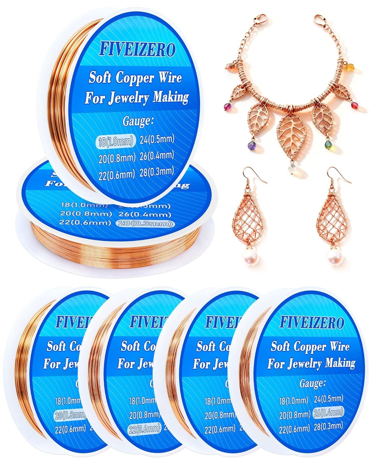 6 Rolls Copper Wire Kit 18/20/22/24/26/28 Gauge Pure Bare Electroculture