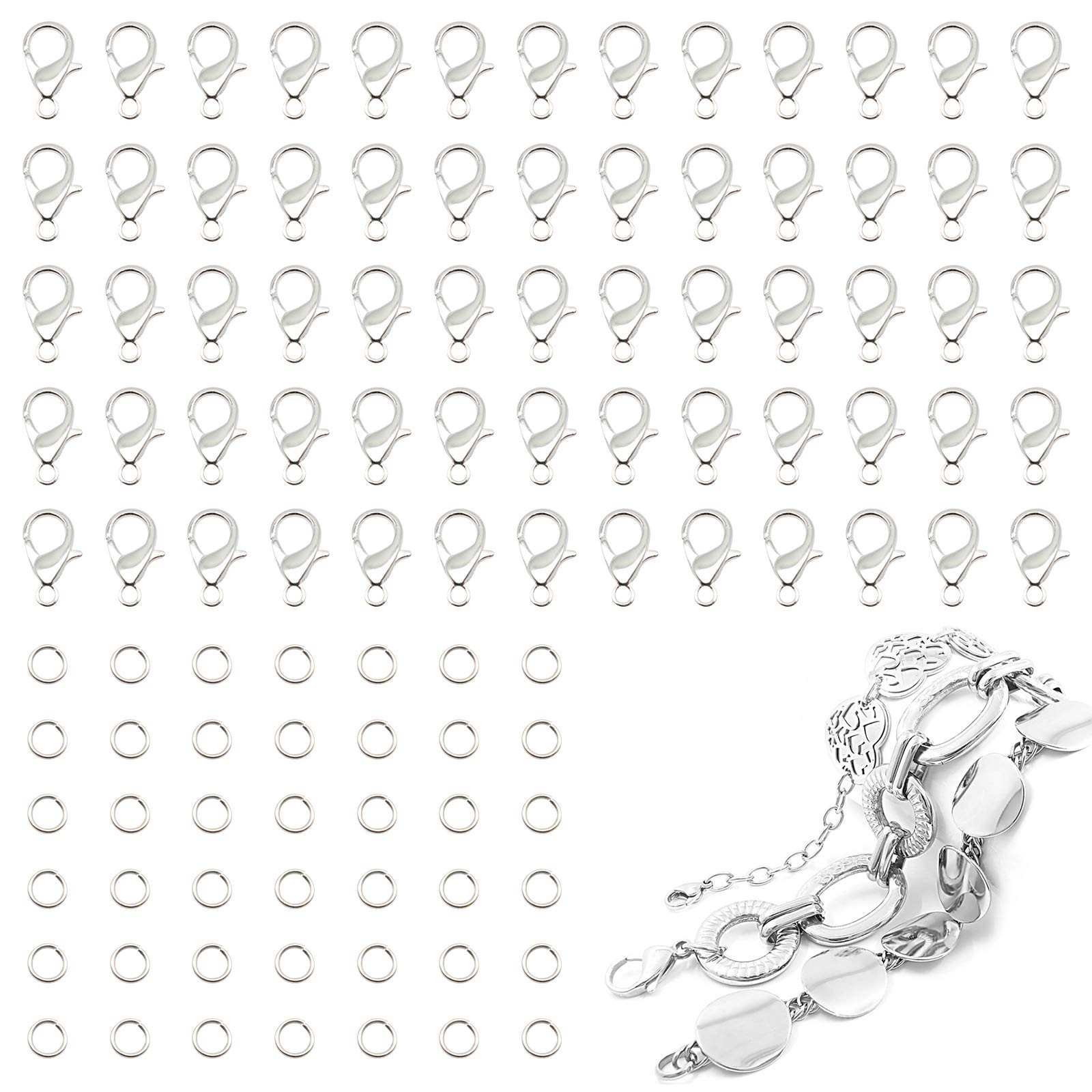 Necklace Clasp for Jewelry Making, 300Pcs Small Lobster Claw Clasps and Jump …