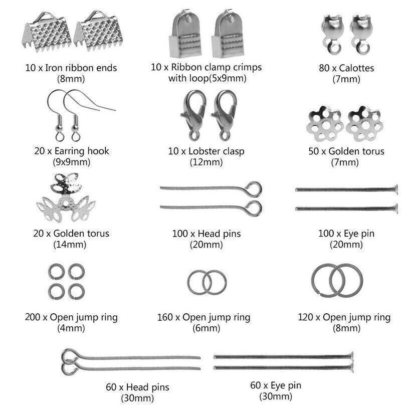 2010x Jewelry Making Supplies Kit Findings Wire Pliers Set DIY Earring Necklace
