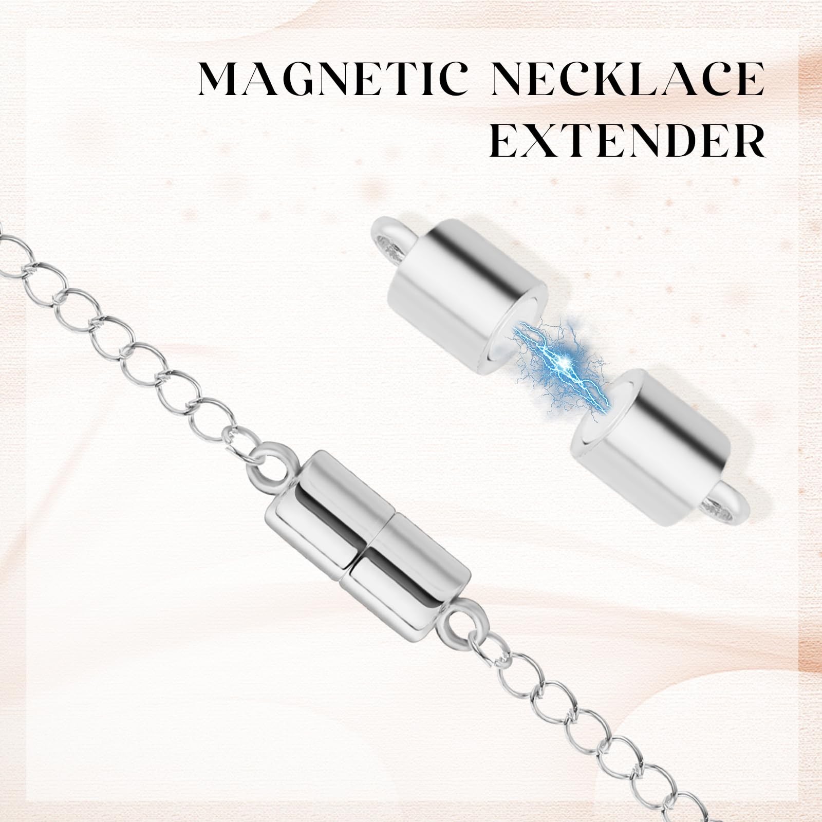 5Pcs Silver Magnetic Necklace Extender, Magnetic Necklace Clasps and Closures w