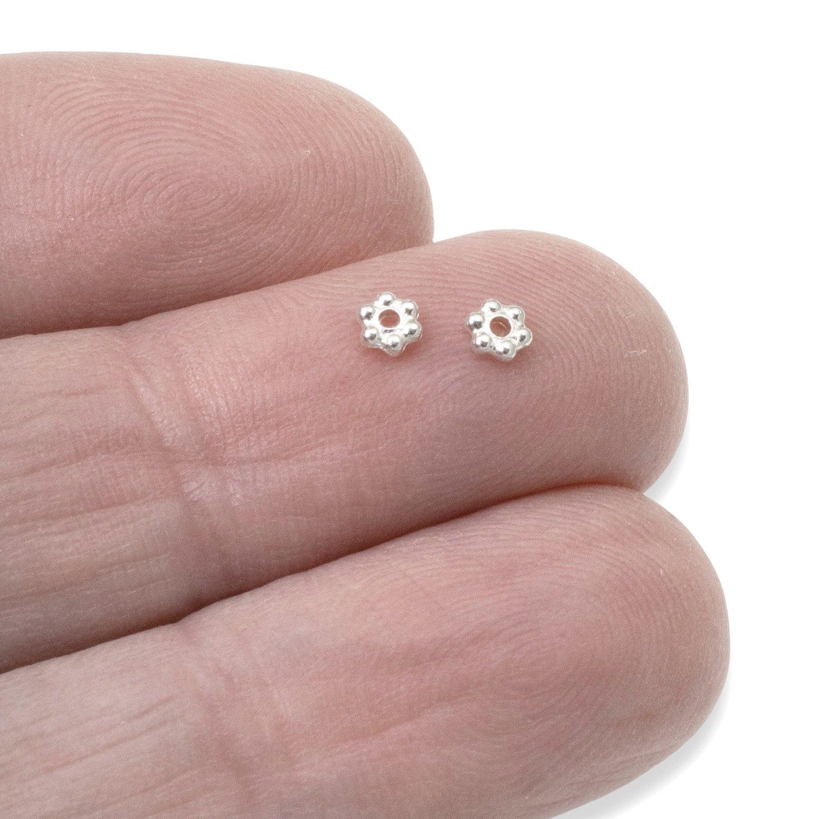 500 Bright Silver 3mm Daisy Spacers: Bulk TierraCast Heishi Beads