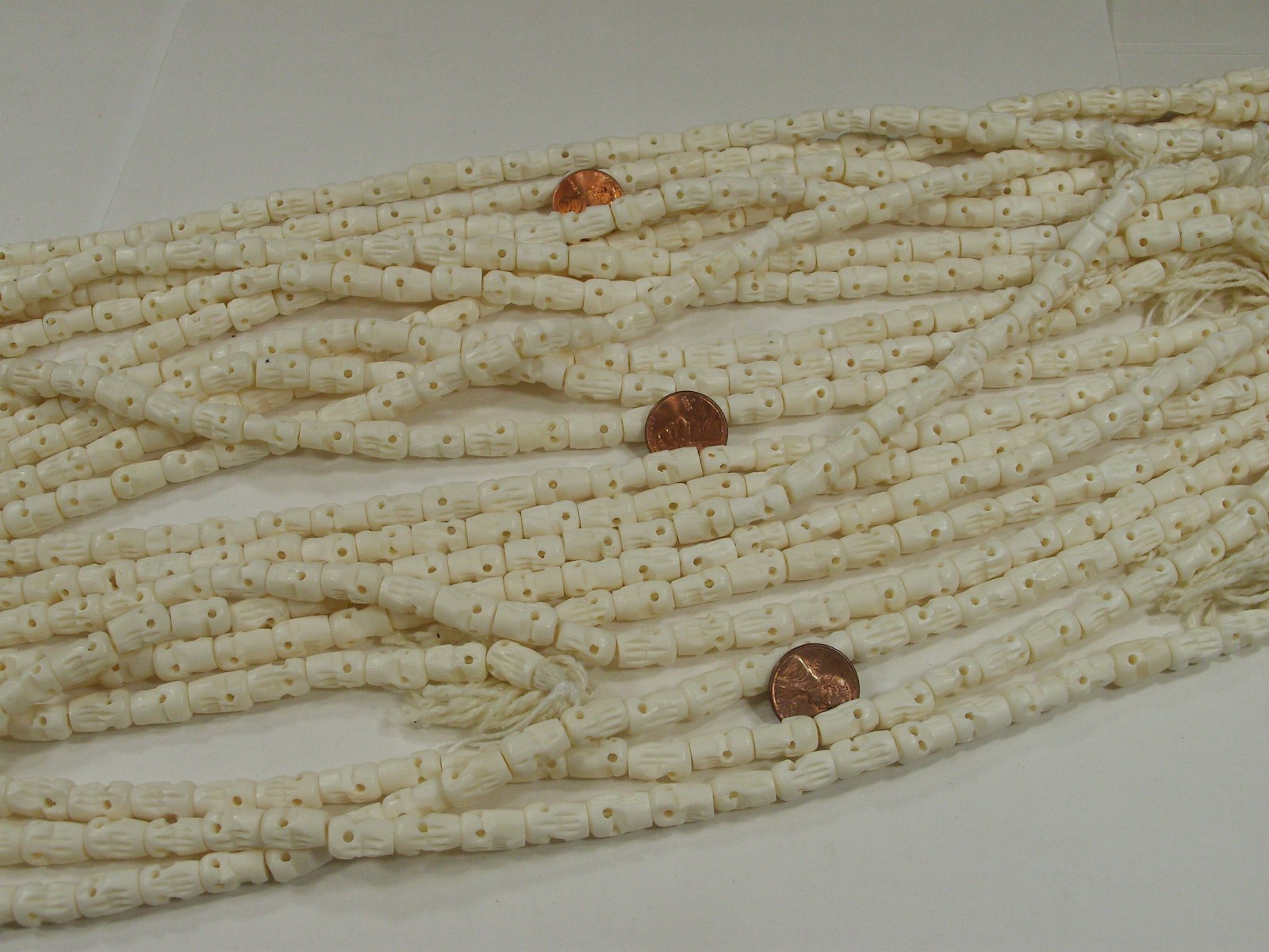 5 Strands 525 Pieces India Handmade Water Buffalo Bone Skull Beads Bulk Lot (P9)