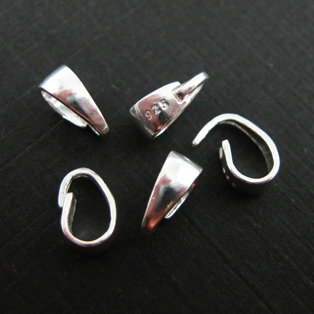 Solid Sterling Silver Bail for jewelry making 8.5mm (5pcs)