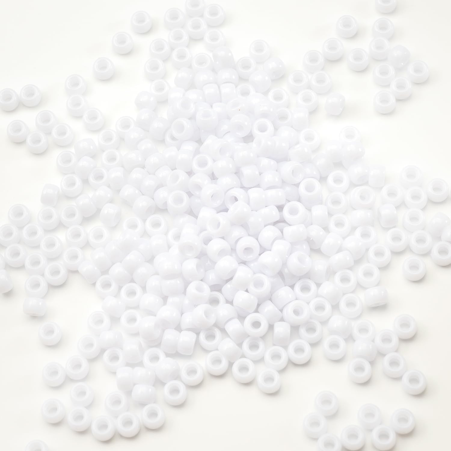 DIY Jewelry Essentials: 1000 Pcs White Acrylic Pony Beads, 6x9mm, Easy to Use