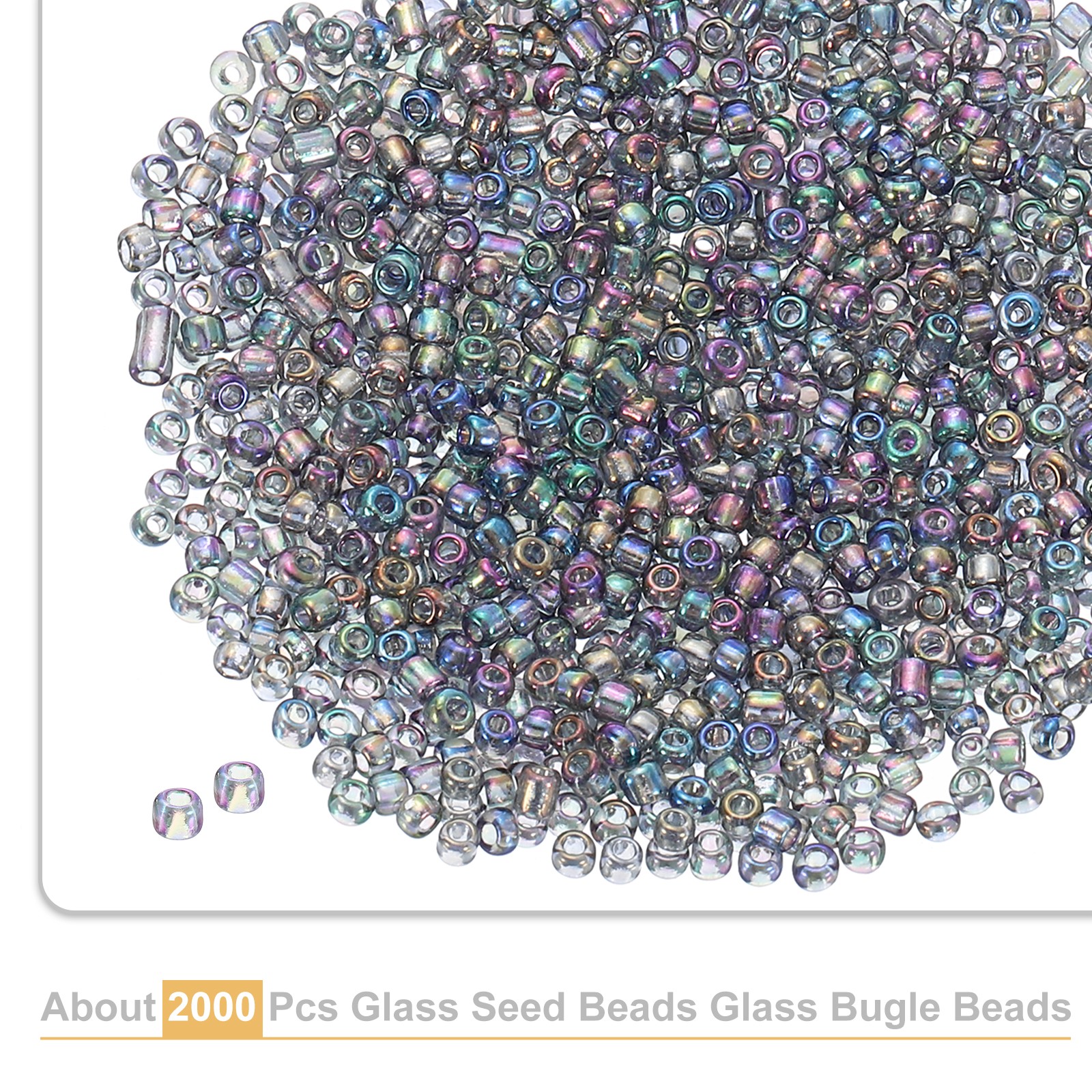 2000Pcs Glass Seed Beads 1.5mm Mini Glass Seed Spacer Bead Gray