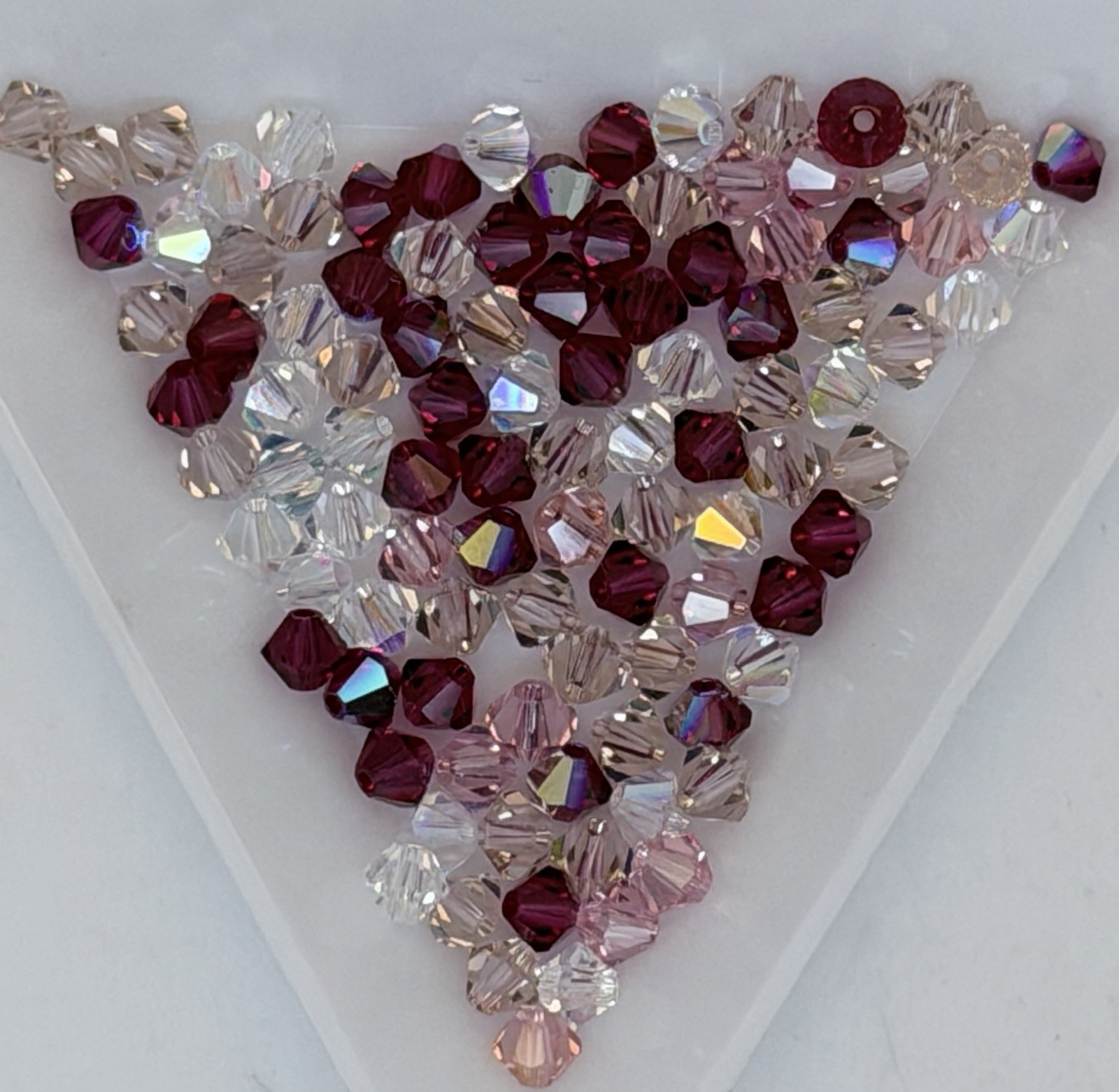4mm Swarovski Bicone Crystal Mix Lot Of 100 Ruby, Clear, Rose Lemon, Rose,